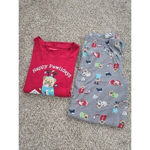 MACY'S FAMILY PJ'S Women's Happy Pawlidays Red Pajama Set Size Medium